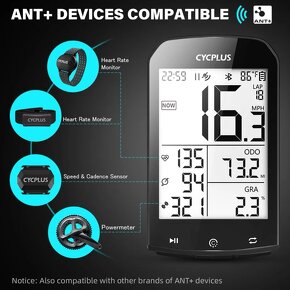 Kvalitný GPS ANT+ Smart CykloPočítač CYCPLUS M1, C3 - 5