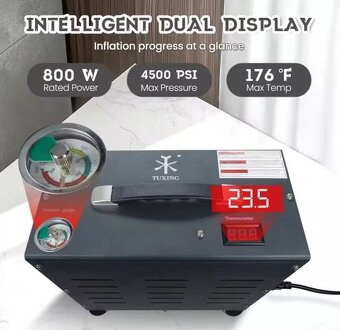 Vzduchový kompresor 800W,dvojvalcový,TUXING 230V,300Bar,PCP - 5