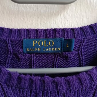 POLO Ralph Lauren fialový pletený sveter cable knit L - 5