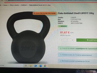 Železný/Liatinový Kettlebell LIFEFIT 20 kg - 5