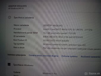 Hliníkový HP 840 G-5,Core i7 8665U,512 GB-M2,Ram-16GB - 5