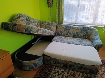 Pohovka rohová sedacia súprava rozkladacia úložná s kreslom - 5