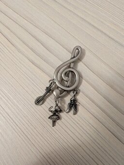 Vintage Hudobná brošňa – husľový kľúč / strieborný dizajn em - 5