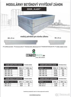 Vyvýšené záhony / betónové vyvýšené záhony / moduly - 5