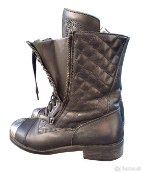 Chanel čižmy 39.5 /40 čierne kožené biker - 5