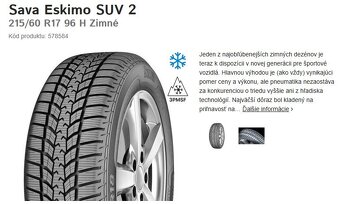 Zimné pneumatiky Sava Eskimo SUV2, 215/60 R17 - 5
