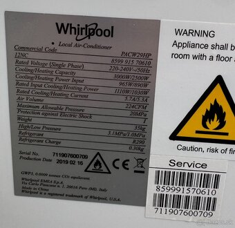 Mobilný klimatizácia WHIRLPOOL PACW29HP - 5
