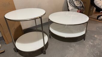 Ikea STRIND konferenčný stolík okruhly na kolieskach, biely - 5
