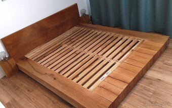 Manželská posteľ, masív dub - 5