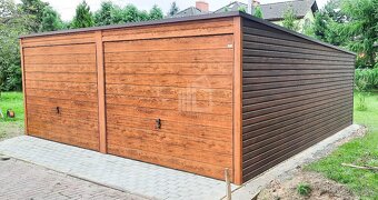 Plechová garáž 6x5,8 v imitácii dreva, DOVEZIEME ZADARMO - 5