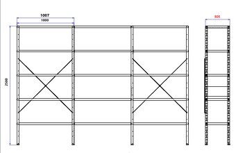 Skladový regál 500 x 1000 x 2500 - 7 pol - 5
