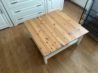 HEMNES Konferenčný stolík, bielo morené/svetlohnedá, 90x90 c - 5