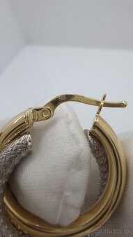 Zlaté náušnice kruhy dvojfarebné - 5