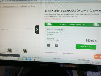 Olympijská tyč GORILLA SPORTS 220 cm/50 mm -NOVÁ za 1/2 ceny - 5