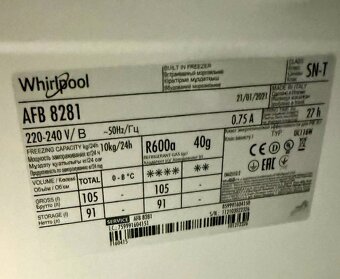 Vstavaná mraznička whirlpool afb 8281 - 5