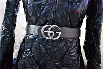 Trendy damsky cierny metalicky kabat s kapucnou NOVY - 5
