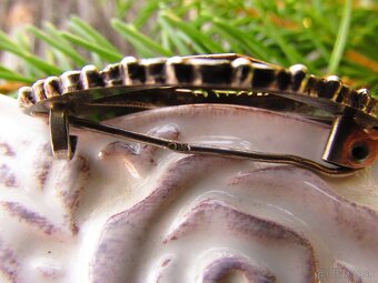 Strieborná brošňa so zlatom a markazitmi, Ag 925 - 5