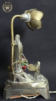 Hraciahistorická kovová lampička s výjavom Zjavenia Panny Má - 5