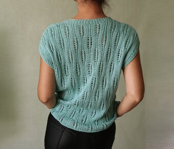 Ručne pletené mentolové tričko veľ. L-XL - 5