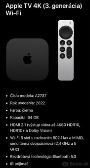 Apple TV 4K Wi‑Fi 64GB, 2022, model: A2737 #3 - 5