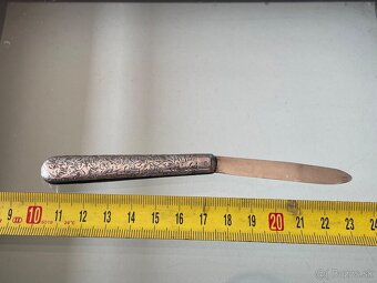 starožitny strieborný vreckový nožík - 5