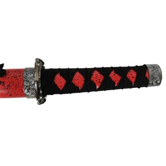 Dekoračná sada 3 japonských mečov katana s červeným puzdrom - 5
