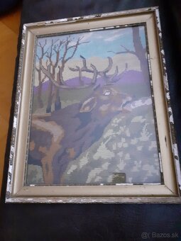 Stará výšivka, vyšívaný obraz - 5