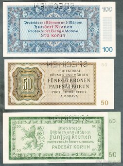 Staré bankovky PROTEKTORÁT KOMPLET SESTAVA bezvadný stav UNC - 5