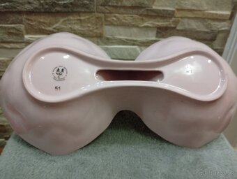 Růžový porcelán, dvojmiska ve tvaru košíku, Chdov - 5