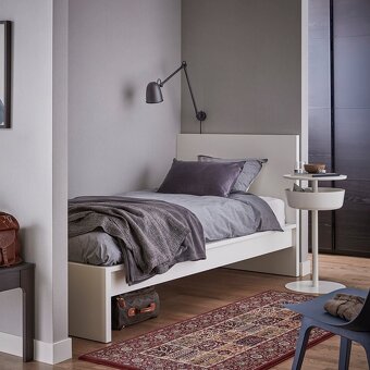 Postel MALM Ikea,farba biela/Leirsund, 90x200 cm - 5