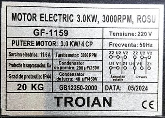 1-fázový elektromotor s remenicou na 220V  3kW 3000otáčok - 5