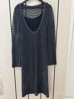 Reserved strieborné čierne sivé šaty - 5