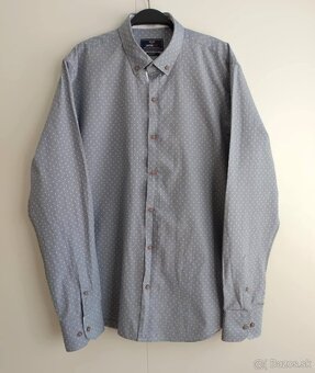 SET 2x pánska košeľa s dlhým rukávom (modrá, sivá) - 5