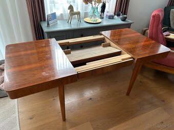 Stôl Halabala rozkládací a 4 stoličky lízátka H-214 - 5