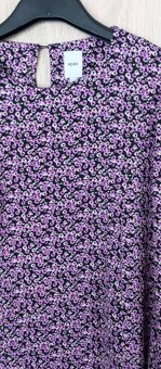 Kvetinkove fialové šaty s dlhým rukávom Xl - 5