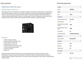 Sada ventilátorů DEEPCOOL FK120, 3ks, ultra tichá, PWM - 5