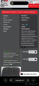 215 65 R17 , 215/65/R17 , zimné Michelin Pilot Alpin 5 MO - 5