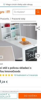 Písací rozkladaci stôl s policou a tabuľou - 5