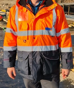 Reflexná pracovná bunda Portwest 3 vrstvová modrá/oranžová - 5