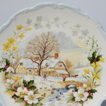 kompletná sada - 4 porcelánové taniere 4 ročné obdobia - 5