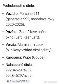 Porsche 911 bočné sklo - 5