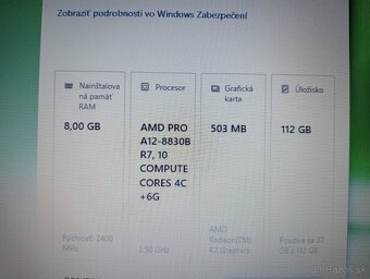 Lenovo thinkpad a475 , 4-jadrový procesor AMD ,8gb ram ,HDMI - 5