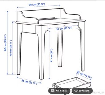 IKEA Písací stôl LOMMARP 90x54cm - 5