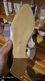 Trendyol biele strieborne balerinky na zapinanie 42 - 5