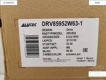 Vw Eos, Golf, Caddy alu disky R19 5x112 ET52 8,5J 1236 - 5