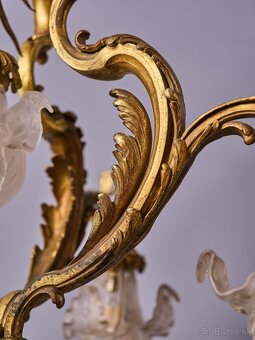 Secesný bronzový luster s kosatcami (iris) - 5