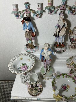 Starožitný porcelán svietnik misa socha - 5