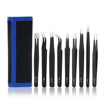 Sada ESD Antistatických Pinziet z Nerezovej Ocele 9v1 Sada 9 - 5