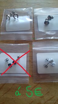 Náušnice striebro, chirurgická ocel NOVÉ - 5