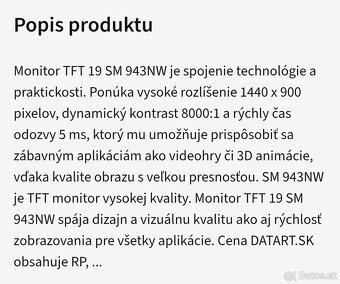 Predám monitor SAMSUNG 19" - 5